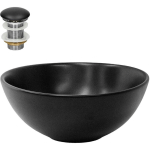 ML-DESIGN - LAVABO EN CÉRAMIQUE NOIR MAT, Ø 280X150 MM, AVEC GARNITURE DE VIDAGE 1 1/4 UNIVERSELLE, DESIGN RONDE, VASQUE Á POSER MODERNE, ÉVIER