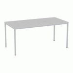 TABLE À MANGER VERSYS AVEC BASE ARGENTÉE RAL 9006 160 X 80 X 743 CM GRIS CLAIR