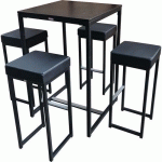 4 KUBO BAR TABOURET + 1 MANGE DEBOUT KUBO NOIR - FLEXFURN