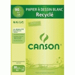 BLOC DE PAPIER DESSIN BLANC RECYCLE CANSON - 50 FEUILLES - A4 - 90G