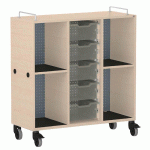 MEUBLE BAS SHIFT+ LANDSCAPE MÉLA POUR CARTABLES 4 CASES - ÉRABLE - ANTHRACITE - MANUTAN COLLECTIVITÉS