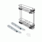 PORTE-BOUTEILLES LATÉRAL EXTRACTIBLE - AVEC FERMETURE AMORTIE - 2 NIVEAUX - TITANE EMUCA