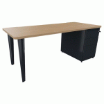 BUREAU EVIDENCE 180X80 CHÊNE CLAIR CAISSON PORTEUR/PIED ANTHRACITE - VINCO