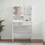 COIFFEUSE AVEC LED BLANC BRILLANT 74,5X40X141 CM