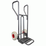 DIABLE ACIER TABLIER INCURVÉ POIGNÉE FERMÉE 400 KG ROUES ROUES PREMIUM INCREVABLES, BAVETTE RABATTABLE