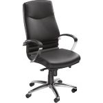 FAUTEUIL DIRECTION PERFECTO CUIR HAUTEUR AJUSTABLE AVEC ACCOUDOIRS À ROULETTES HAUTEUR DOSSIER 72 CM NOIR / CHROME