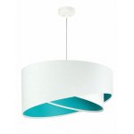 LICHT-ERLEBNISSE - LAMPE À SUSPENDRE ABAT-JOUR BLANC TURQUOISE TISSU ROND Ø50CM - BLANC, TURQUOISE FONCÉ