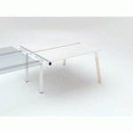 PÔLE 2 BUREAUX BLANC ECLA L 140 X P 60 CM PIEDS MÉTAL BLANC FINITION BOIS - ÉLÉMENT SUIVANT