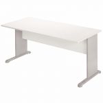 BUREAU DROIT PRONTO TENDANCE - L.160 X P.80 CM - PLATEAU BLANC - PIEDS L ALUMINIUM