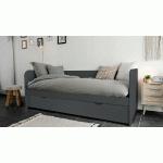 PACK LIT BANQUETTE GIGOGNE FLOCON + 2 MATELAS  GRIS ANTHRACITE 80X190 CM/OPT:MATELAS FEEVAH HR