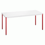 TABLE MULTI-USAGES L 180 X P 80 CM BLANC PIEDS ROUGE