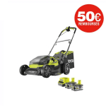 TONDEUSE HYBRIDE RYOBI 18V ONE+ COUPE 37CM - 2 BATTERIES 5.0 AH - 1 CHARGEUR RAPIDE RY18LMH37A-250