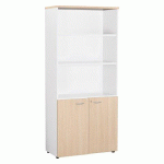 BIBLIOTHEQUE HAUTE AVEC PORTES BASSES CHÊNE CLAIR SQUADRA