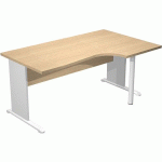 BUREAU 90° DROIT PIEDS L BOIS FAST - 160CM - CHÊNE - GRIS