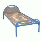 LIT TÊTE MÉTAL/PANNEAU BÉTON ALBA SOMMIER LATTE 90X190CM COLORIS RAL 5015 BLEU - MANUTAN COLLECTIVITÉS