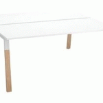 PÔLE DE 2 BUREAUX DROITS L 180 X P 80 CM, PIÉTEMENT BOIS MÉTAL BLANC - ARCH