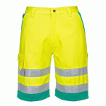 PORTWEST L043 SHORT EN POLY-COTON LÉGER HAUTE VISIBILITÉ JAUNE/THÉAL - TAILLE L