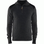 SWEAT EN LAINE COL ZIPPÉ GRIS FONCÉ/NOIR TAILLE XS - BLAKLADER