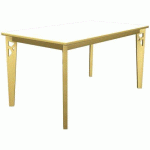 TABLE IRISS 140 X 80 CM 4P - STRATIFIÉ BLANC/HÊTRE NATUREL