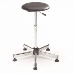 TABOURET HIGH TECH VINYLE SUR PATINS HAUTEUR AJUSTABLE À ROULETTES NOIR