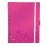 CAHIER SPIRALE BE MOBILE LEITZ A4 - BLANC LIGNÉ - 80 PAGES - ROSE