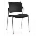 CHAISE STARPLAST ASSISE TISSU NOIR, DOSSIER PLASTIQUE POUR ACCUEIL, RÉUNION