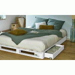 LIT PALETTE CORFOU  BLANC 160X200 CM/OPT:2 TIROIRS