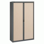 ARMOIRE À RIDEAUX DÉMONTABLES BRUNEAU 200 X 120 CM ANTHRACITE-CHÊNE CLAIR