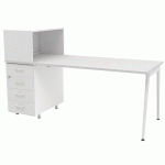 BUREAU HOME OFFICE + RGMT GAUCHE L.160 CM BLANC/BLANC ARA - QUADRIFOGLIO
