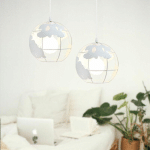 AXHUP - LUSTRE SUSPENSION INDUSTRIELLE VINTAGE RÉTRO CAGE FORME DE GLOBE E27 20CM POUR CHAMBRE SALON BLANC - SINGLE 2PCS