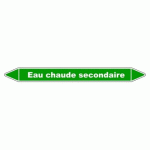 LOT DE 3 - MARQUEUR TUYAUTERIE - EAU CHAUDE SECONDAIRE - VINYLE LAMINÉ 250 X 26 MM