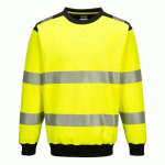 PORTWEST PW379 SWEAT À COL ROND PW3 HAUTE-VISIBILITÉ JAUNE/NOIR - TAILLE XL