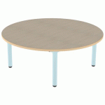 TABLE CARÉLIE RONDE Ø120 T1 STR POLY. ÉRABLE G. BEIGE/LAGON - MOBIDECOR