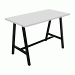 TABLE HAUTE SYNERGY L 160 X P 80 X H 107 CM PIED MÉTAL NOIR PLATEAU BLANC