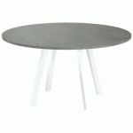 TABLE RÉUNION EVAN Ø 140 CM PIED BLANC PLATEAU BÉTON - MBA