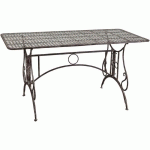 TABLE ANCIENNE EN FER FORGÉ TABLE BASSE DE JARDIN RECTANGULAIRE TABLE D'EXTÉRIEUR AMOVIBLE SALON DE JARDIN 150X77X80 CM