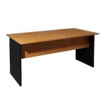 BUREAU DROIT PRONTO - L.160 X P.80 CM - PLATEAU NOIR - PIEDS PLEINS  AULNE