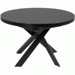 TABLE RONDE EXTENSIBLE VASHTI EN VERRE ET PIEDS EN ACIER FINITION NOIRE Ø 120 (160) CM - NOIR - KAVE HOME