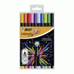 STYLO FEUTRE BIC INTENSITY ÉCRITURE FINE - POINTE 0,8 MM - POCHETTE DE 10 COULEURS ASSORTIES