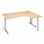 BUREAU COMPACT EXCELLENS L 160 CM HÊTRE RETOUR À DROITE PIÉTEMENT MÉTAL PLUS BLANC