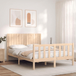 CADRE DE LIT AVEC T�TE DE LIT 140X190 CM BOIS MASSIF - VIDAXL