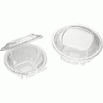CARTON DE 400 (4 SACHETS DE 100) SALADIERS CRISTAL AVEC COUVERCLES À CHARNIÈRE Ø 17 CM HAUTEUR 9 CM 75 CL