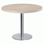 TABLE DE RÉUNION RONDE 100 CM CHÊNE GRIS PIED CHROMÉ ECLA