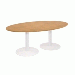 TABLE MODULAIRE OVALE - PIETEMENT TULIPE BLANC - PLATEAU HETRE