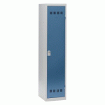 VESTIAIRE 1 COLONNE COLOR MONOBLOC INDUSTRIE SALISSANTE CORPS GRIS PORTE BLEUE