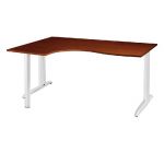 BUREAU COMPACT RETOUR À GAUCHE ACTUAL - L. 160 X P. 120 CM - PLATEAU WENGÉ - PIEDS L BLANC