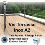 VIS TERRASSE 5X50 / 30 INOX A2 BOITE DE 200 TX25