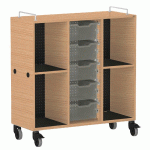 MEUBLE BAS SHIFT+ LANDSCAPE MÉLA POUR CARTABLES 4 CASES - CHÊNE - NOIR - MANUTAN COLLECTIVITÉS