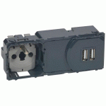 PRISE DE COURANT ET CHARGEUR DOUBLE USB CÉLIANE PRÉCÂBLÉES 250V - LEGRAND - 067106