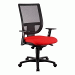 CHAISE DE BUREAU NAO TISSU ET MAILLE ROUGE - DOSSIER HAUT SANS ACCOUDOIRS - MÉCANISME SYNCHRONE - PIEDS NOIR